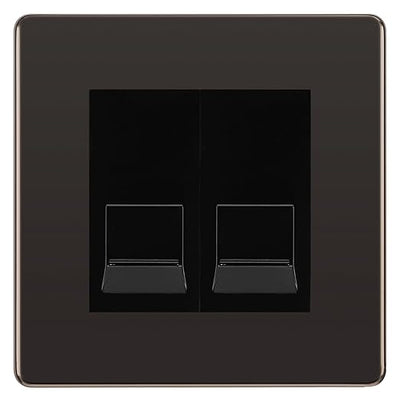 BG Screwless Black Nickel Double RJ11 Telephone Socket FBNRJ112 - Black Insert by British General (BG-FBNRJ112B)