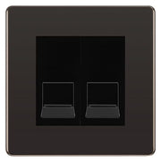 BG Screwless Black Nickel Double RJ11 Telephone Socket FBNRJ112 - Black Insert by British General (BG-FBNRJ112B)