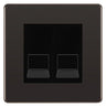 BG Screwless Black Nickel Double RJ11 Telephone Socket FBNRJ112 - Black Insert by British General (BG-FBNRJ112B)