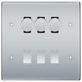 BG Nexus Polished Chrome 6 Gang Switch 3x Trailing Edge LED Dimmer 3x 2Way Custom Switch