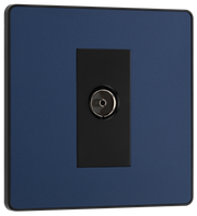 BG PCDDB60B Matt Blue Evolve Co-Axial Socket Outlet - Black Insert by British General (BG-PCDDB60B-Shopify-SA_1)