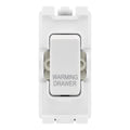 BG RRWDW White 20A DP Appliance Grid Switch Labelled Warming Drawer