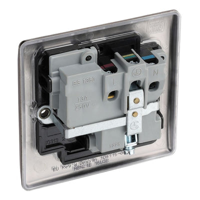 BG Nexus Black Nickel 13A Switched Single Socket NBN21B and 25mm Steel Back Box