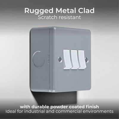 BG MC543 Metal Clad 20A 16AX 2 Way Triple Light Switch by British General (BG-MC543)