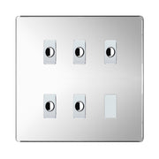 BG Nexus Screwless Polished Chrome 5 Gang Flex Outlet Socket by British General (BG-SCL-PC-5G-FLEX-OUTLET-SOCKET)