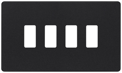 BG RPCDMB4B Evolve Grid Matt Black 4 Module Rectangular Front Plate - Black Trim