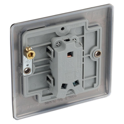 BG Nexus Metal Black Nickel 20A 16AX 2 Way Single Light Switch NBN12 with 35mm Steel Back Box
