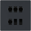 BG Evolve Matt Grey 6 Gang Switch 4x Trailing Edge LED Dimmer 2x 2Way Custom Grid Switch
