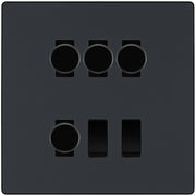 BG Evolve Matt Grey 6 Gang Switch 4x Trailing Edge LED Dimmer 2x 2Way Custom Grid Switch by British General (BG-Evolve-MG-6G-CUSTOM-4x-Dimmer-2x-2WAY)