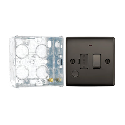 BG Nexus Black Nickel 13A Flex Output Neon Switched Fused Connection Unit NBN53 with 35mm Steel Back Box
