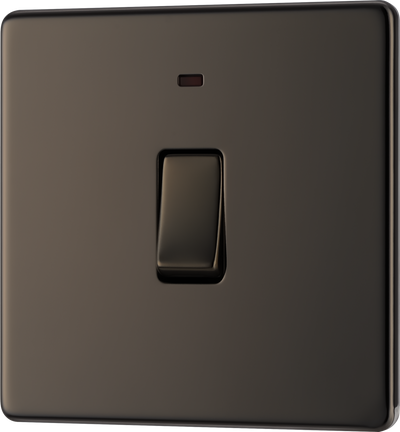 BG FBN31 Nexus Screwless Flat-Plate Single Switch Black Nickel Neon 2 Way 20A