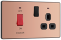 BG Evolve PCDCP70B Polished Copper 45A 2 Pole Cooker Control Unit 13A Switched Socket - Black Insert