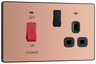 BG Evolve PCDCP70B Polished Copper 45A 2 Pole Cooker Control Unit 13A Switched Socket - Black Insert by British General (BG-PCDCP70B-Shopify-SA_1)
