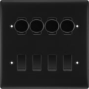 BG Nexus Matt Black 8 Gang Switch 4x Trailing Edge LED Dimmer 4x 2Way Custom Switch by British General (BG-Nexus-FB-8G-CUSTOM-4x-Dimmer-4x-2WAY)