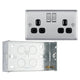 BG Nexus Metal Brushed Steel 13A Double Socket NBS22B with 35mm Steel Back Box