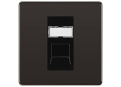 BG Screwless Black Nickel Single 1 Gang RJ45 Data Socket FBNRJ451B Black Insert by British General (BG-FBNRJ451B)