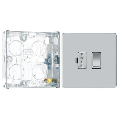 BG Screwless Polished Chrome 13A Switched Spur FPC50 with 25mm Steel Back Box by British General (BG-FPC50+HGS02)