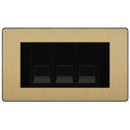 BG Evolve Satin Brass 3 Gang IDC Secondary Telephone Socket - Black Insert