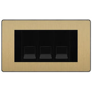 BG Evolve Satin Brass 3 Gang IDC Secondary Telephone Socket - Black Insert by British General (BG-PCDSBBTS3B)