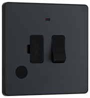 BG PCDMG52B Matt Grey Evolve 13A Flex Outlet Neon Spur Unit - Black Insert by British General (BG-PCDMG52B-Shopify-SA_1)