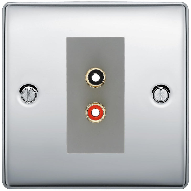 BG Nexus Polished Chrome Euro Module RCA X 2 Outlet NPCRCA2G