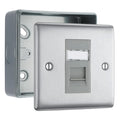 BG Nexus Brushed Steel Single RJ45 Data Outlet with Surface Pattress Back Box