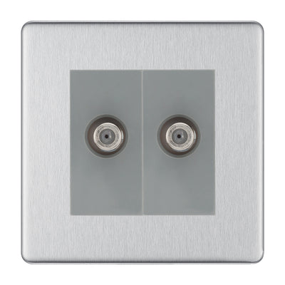 BG Screwless Brushed Steel Double Satellite Socket FBS642G by British General (BG-FBS642G)
