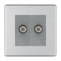 BG Screwless Brushed Steel Double Satellite Socket FBS642G