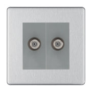 BG Screwless Brushed Steel Double Satellite Socket FBS642G by British General (BG-FBS642G)