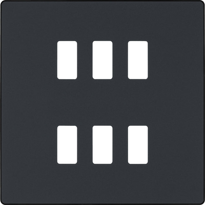 BG RPCDMG6B Evolve Grid Matt Grey 6 Module Square Front Plate - Black Trim