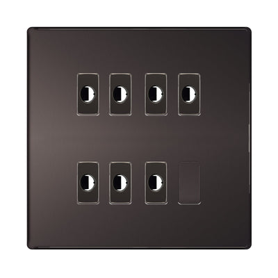 BG Nexus Screwless Black Nickel 7 Gang Flex Outlet Socket