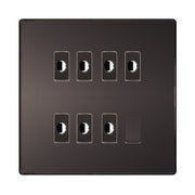 BG Nexus Screwless Black Nickel 7 Gang Flex Outlet Socket by British General (BG-SCL-BN-7G-FLEX-OUTLET-SOCKET)