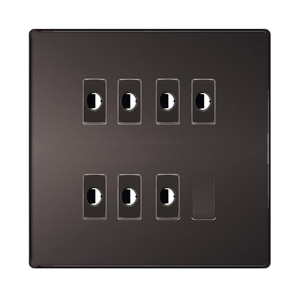 BG Nexus Screwless Black Nickel 7 Gang Flex Outlet Socket