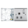 BG Nexus Brushed Steel 15A Switched Round Pin Single Socket NBS99G and 25mm Steel Back Box