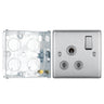 BG Nexus Brushed Steel 15A Switched Round Pin Single Socket NBS99G and 25mm Steel Back Box by British General (BG-NBS99G+HGS02)