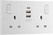BG 922UAAC15 White Square Edge 13A Double Socket + 2xUSB A +1xUSB C(15W) by British General (BG-922UAAC15)