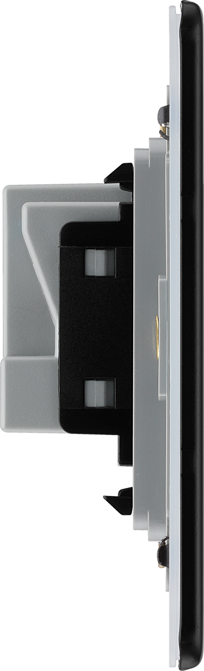 BG Nexus Matt Black Double Unswitche FFB24B Black Insert 13 Amp by British General (BG-FFB24B)