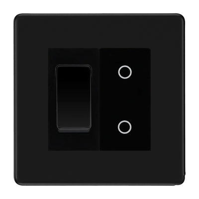 BG Matt Black Screwless 2 Gang Custom Switch 1x 2 Way Switch 1x Master Touch Dimmer Black Inserts by British General (BG-SL-MB-2G-1x 2-Way Switch-1x MTD-BI)