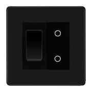 BG Matt Black Screwless 2 Gang Custom Switch 1x 2 Way Switch 1x Master Touch Dimmer Black Inserts by British General (BG-SL-MB-2G-1x 2-Way Switch-1x MTD-BI)