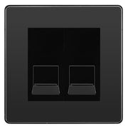 BG Evolve Black Chrome Double RJ11 Telephone Socket PCDBCRJ112 - Black Insert by British General (BG-PCDBCRJ112B)