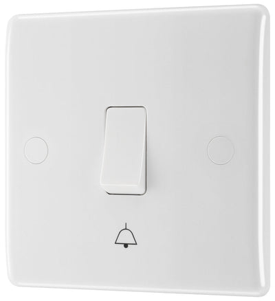 BG 814 Moulded Round Edge | White | 1 Gang 10AX 1 Way Bell Push Plate Switch by British General (BG-814)