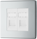 BG Electrical FPCRJ452 Nexus Screwless Flat-Plate Double RJ45 Data Outlet Polished Chrome