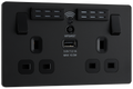 BG Evolve PCDMB22UWRB Matt Black 2 Gang 13A WiFI Socket-Black Insert