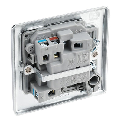 BG Nexus Polished Chrome 13A Flex Output Neon Switched Fused Connection Unit NPC53 with 35mm Steel Back Box