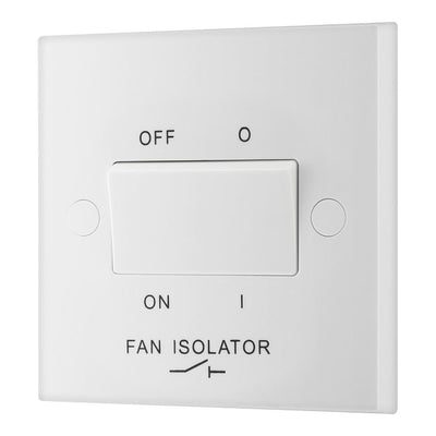 BG 915 Moulded Square Edge | White | 1 Gang 10AX 3 Pole Fan Isolator Switch by British General (BG-915)