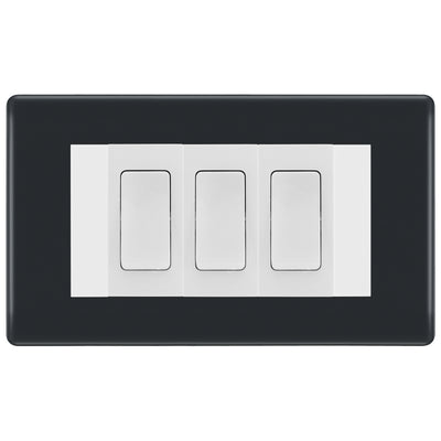 BG Part M 3 Gang 16AX Intermediate Light Switch Graphite - White Insert