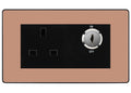 BG Evolve Polished Copper 13A Double Pole Key Controlled Socket – Black Inserts
