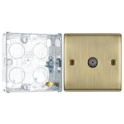 BG Nexus Antique Brass Single Coaxial Socket NAB60 with 25mm Steel Back Box by British General (BG-NAB60+HGS02)