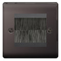 BG Black Nickel Single 2 Gang Brush Cable Entry Wall Plate Black