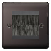 BG Black Nickel Single 2 Gang Brush Cable Entry Wall Plate Black by British General (BG-NBNEMS2+EMFO-1)